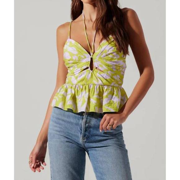 NEW ASTR minka peplum top in floral lemon - Picture 3 of 5